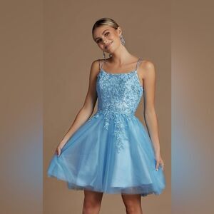 NWOT PROMGIRL Short Embroidered Corset-Back Homecoming Dress size 6